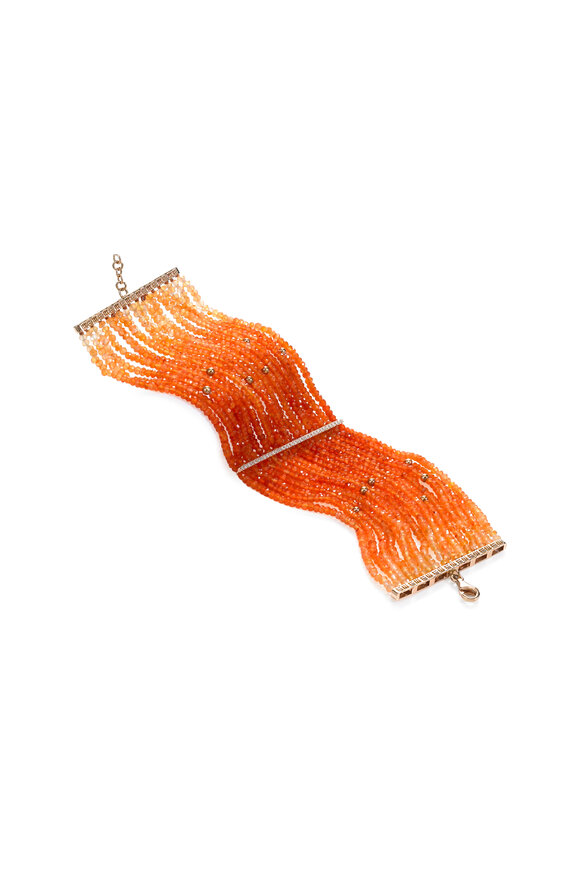 Kathleen Dughi - Rose Gold Multi Strand Carnelian Diamond Bracelet