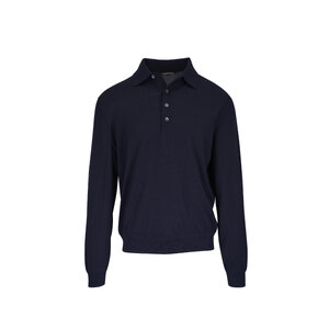 トムフォード Tom Ford Wool Polo Tom Ford - Black Fine Gauge Wool Polo | Mitchell Stores