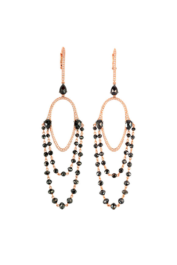 Etho Maria - 18K Rose Gold Black Diamond Beaded Earrings