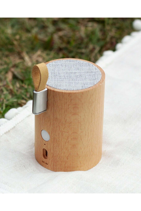 Gingko Design Drum Light Bluetooth Speaker in Natural Beech - view 3