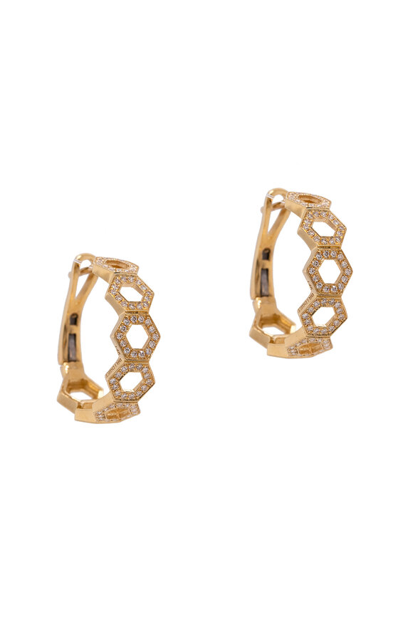 Bridget King 14k Yellow Gold Prism Diamond Hoop - view 1