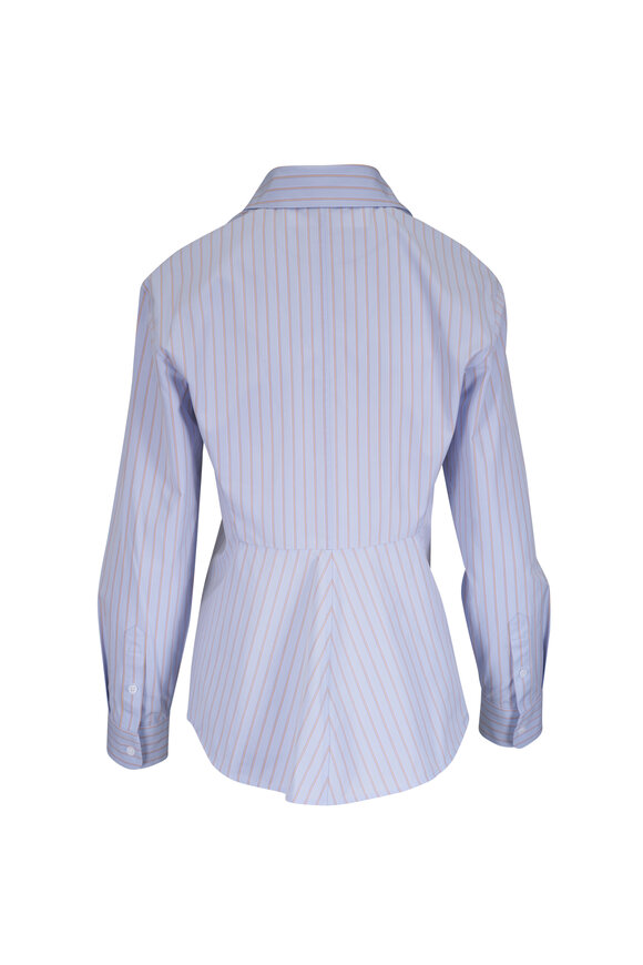 Lafayette 148 New York Aurora Glacier Blue Multi Stripe Tailored Shirt - view 2