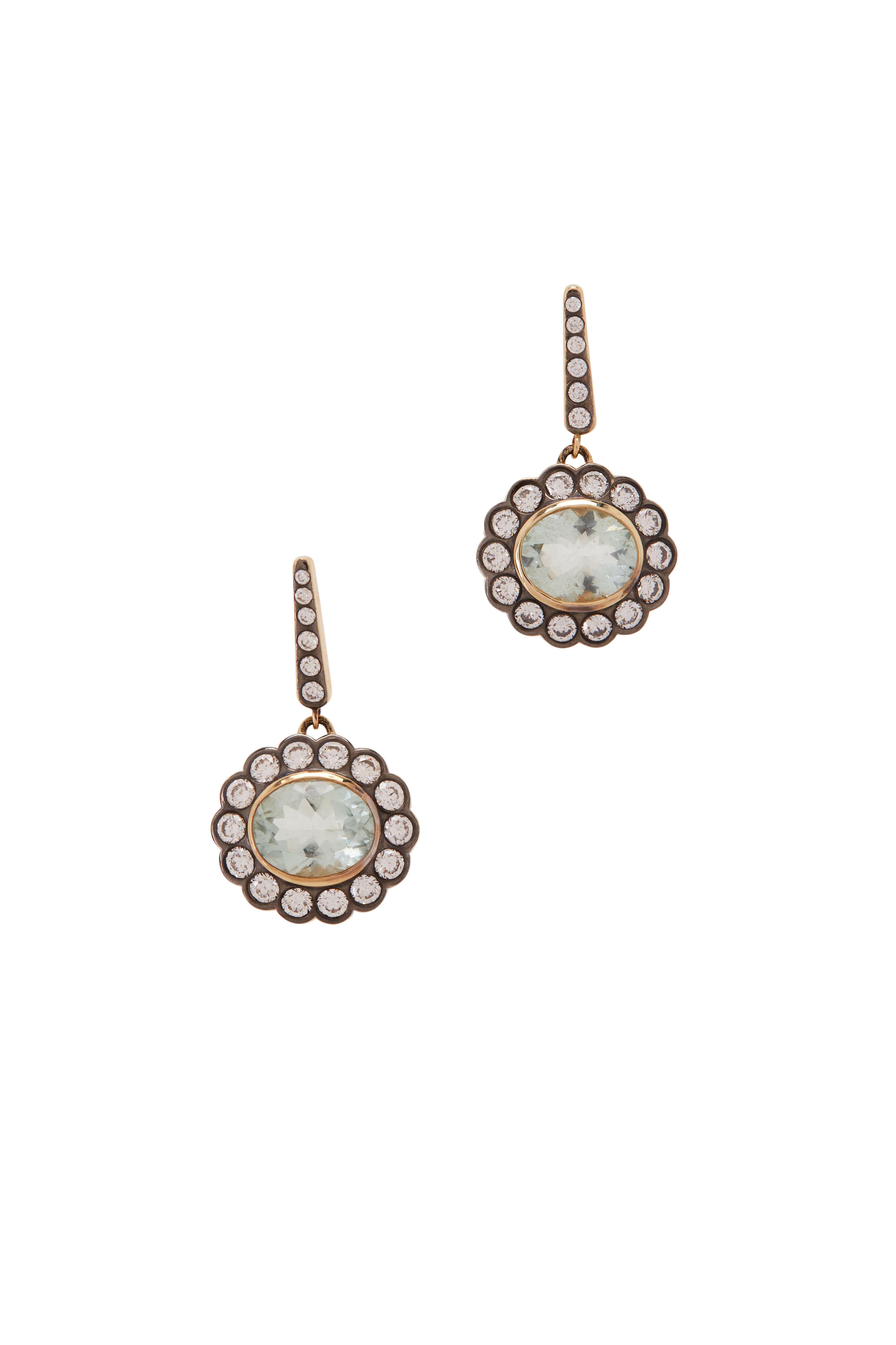 Marlo Laz - Alexandra Aquamarine & Diamond Earrings