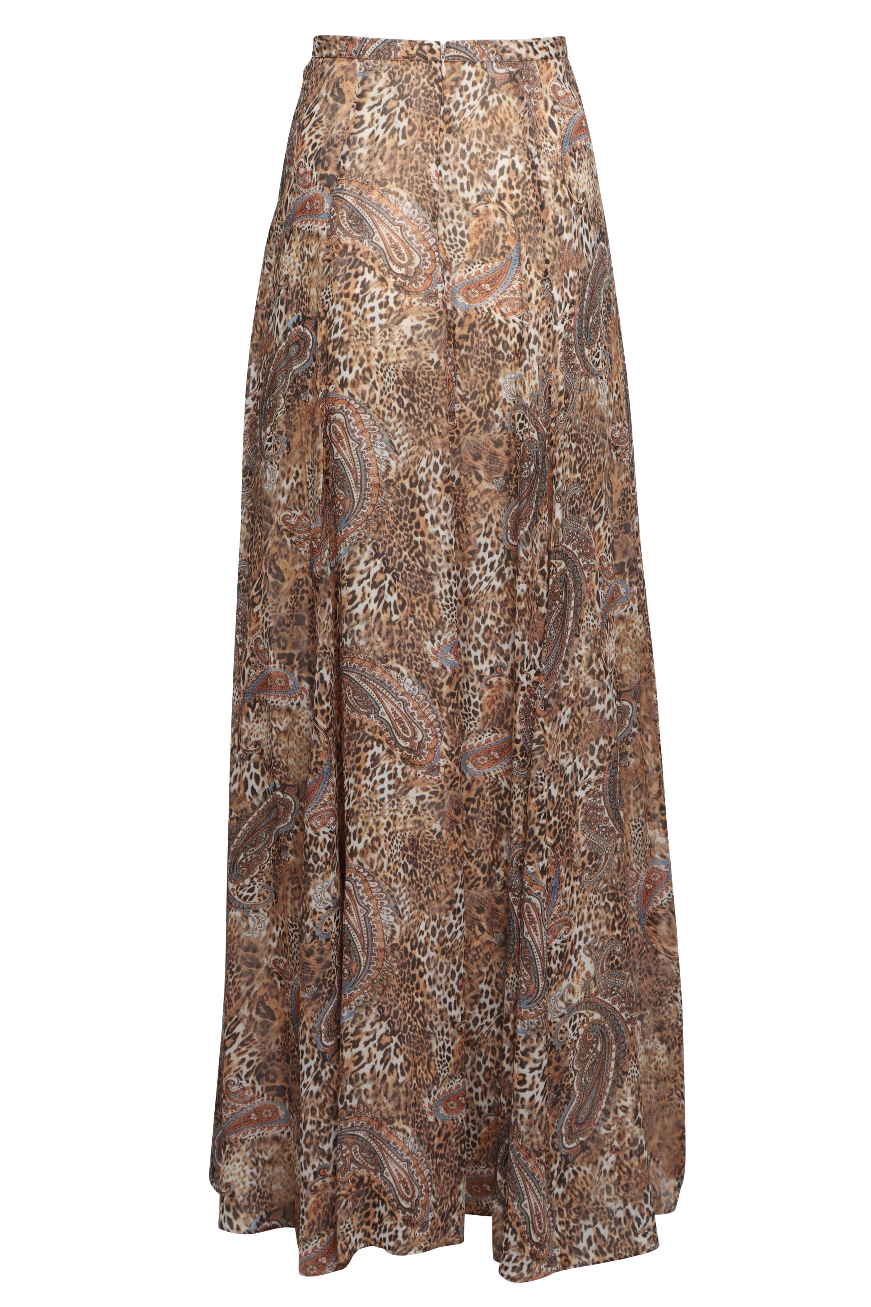 L'Agence - Patrica Brown & Blue Valencia Animal Maxi Skirt