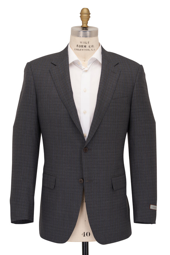 Canali - Gray & Blue Worsted Wool Suit