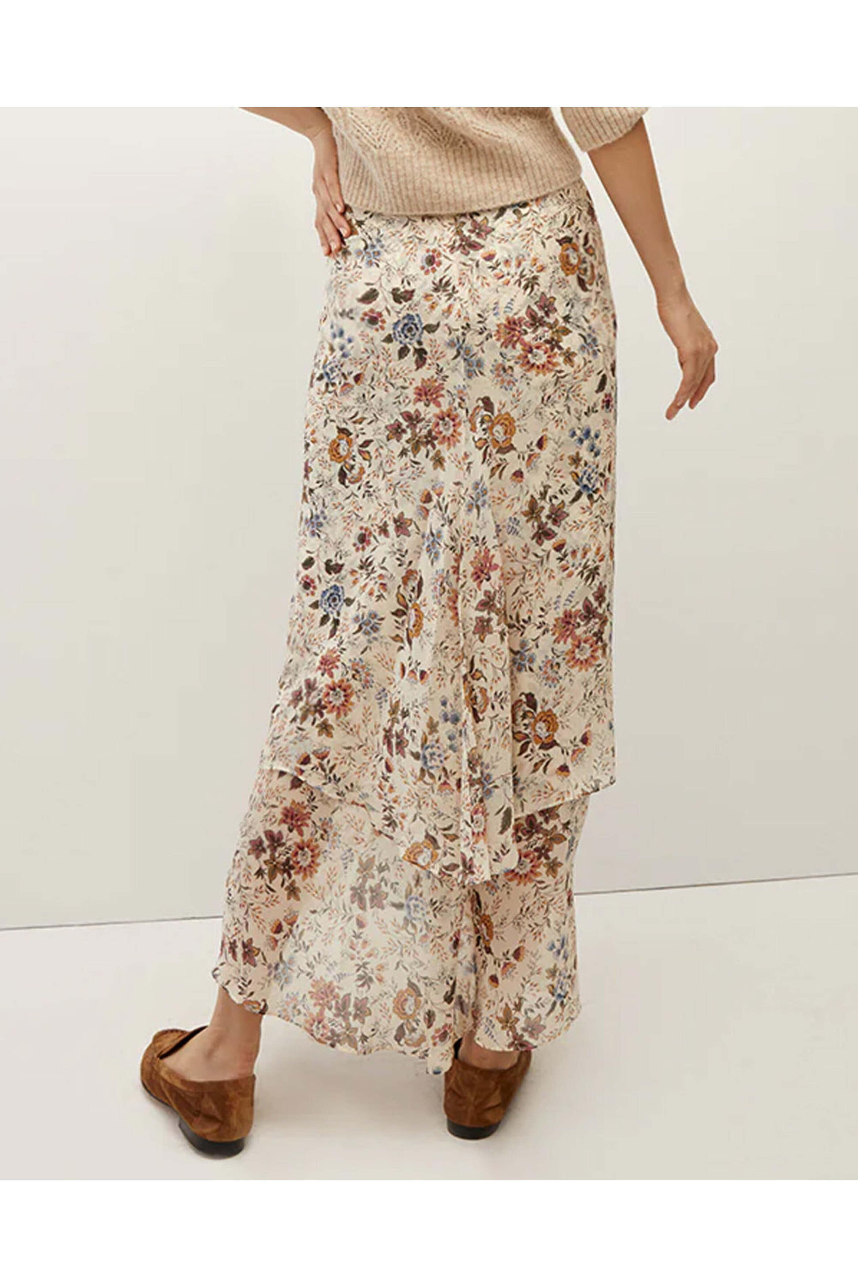 Veronica Beard - Ecru Floral Ruched Sira Skirt
