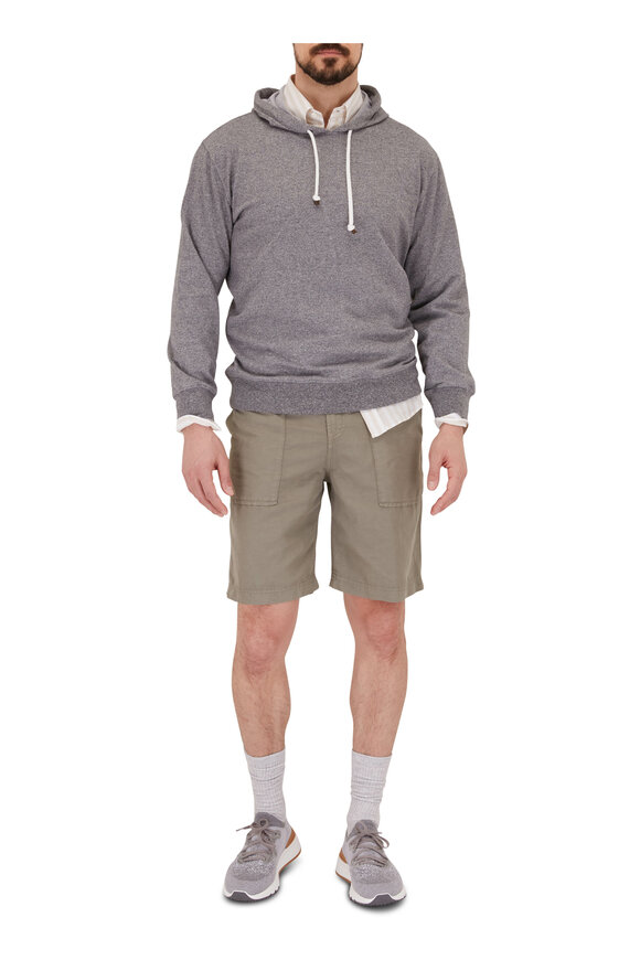 Brunello Cucinelli - Olive Cotton & Linen Painter Shorts