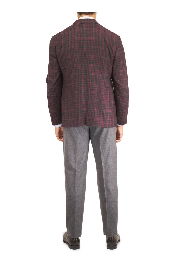 Isaia Capri Red & Black Wool Check Sportcoat - view 4