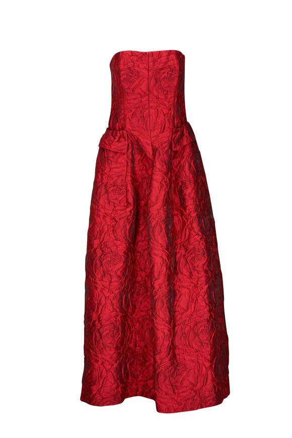 Talbot Runhof - Poiret Red Rose Jacquard Gown 