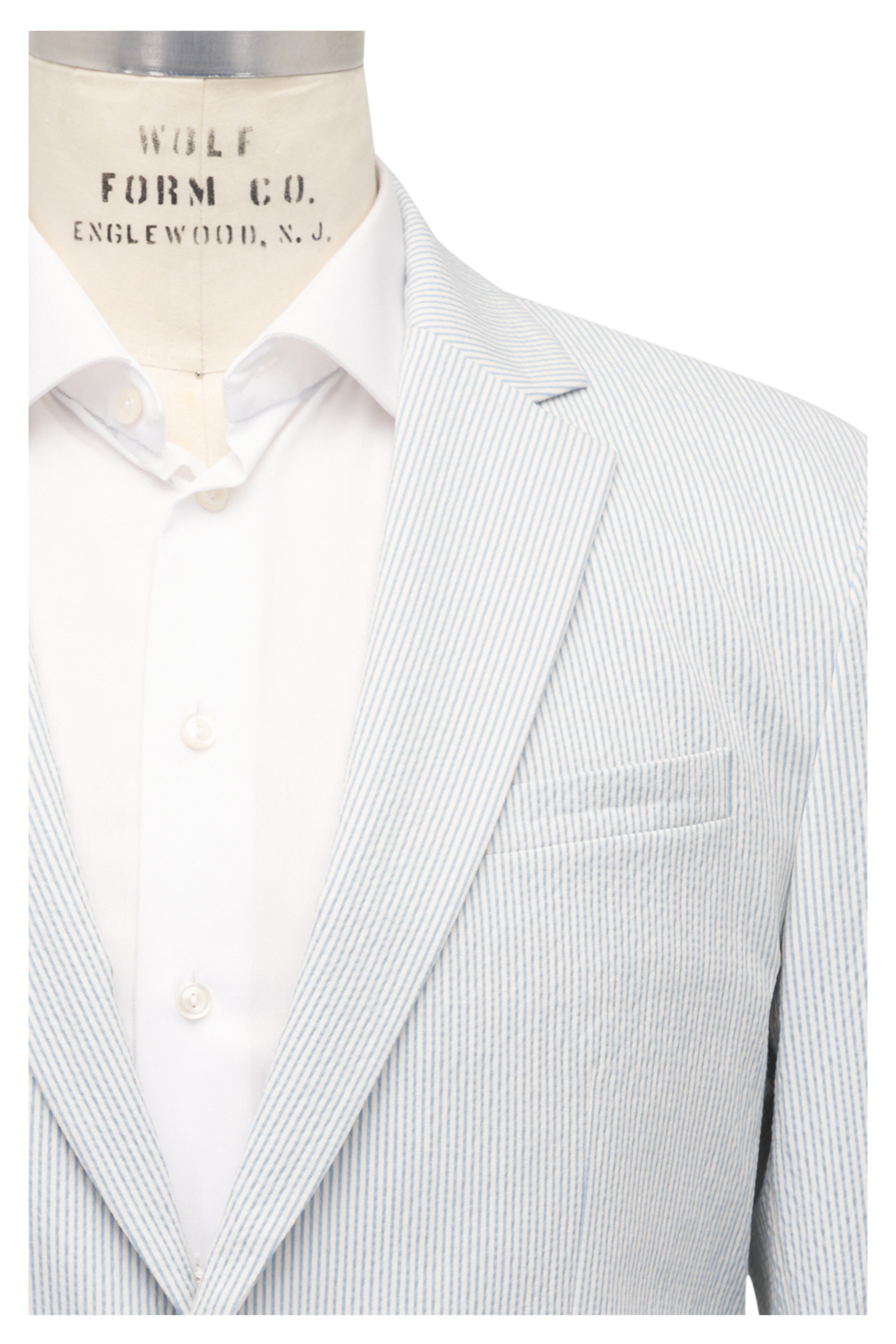 Orlebar Brown - Garret Blue & White Striped Seersucker Sportcoat