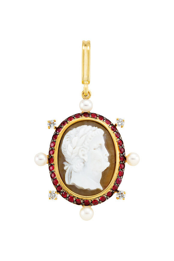 Mellerio 18k Yellow Gold Precious Shell Cameo Charm