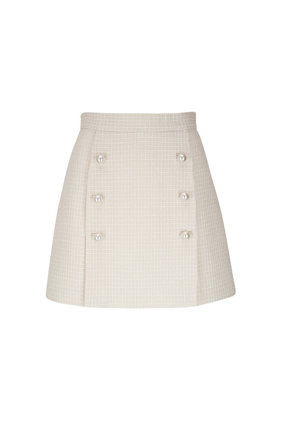 Adam Lippes Ivory White Corded Tweed Short Skirt 