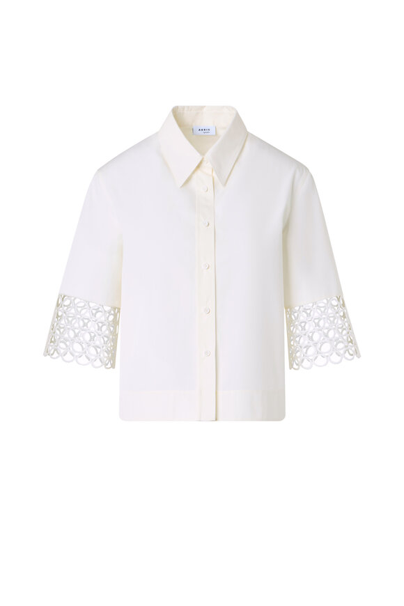 Akris Punto Cream Eyelet Boxy Blouse - view 1