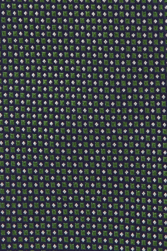 Kiton Green Micro Geometric Silk Necktie - view 2
