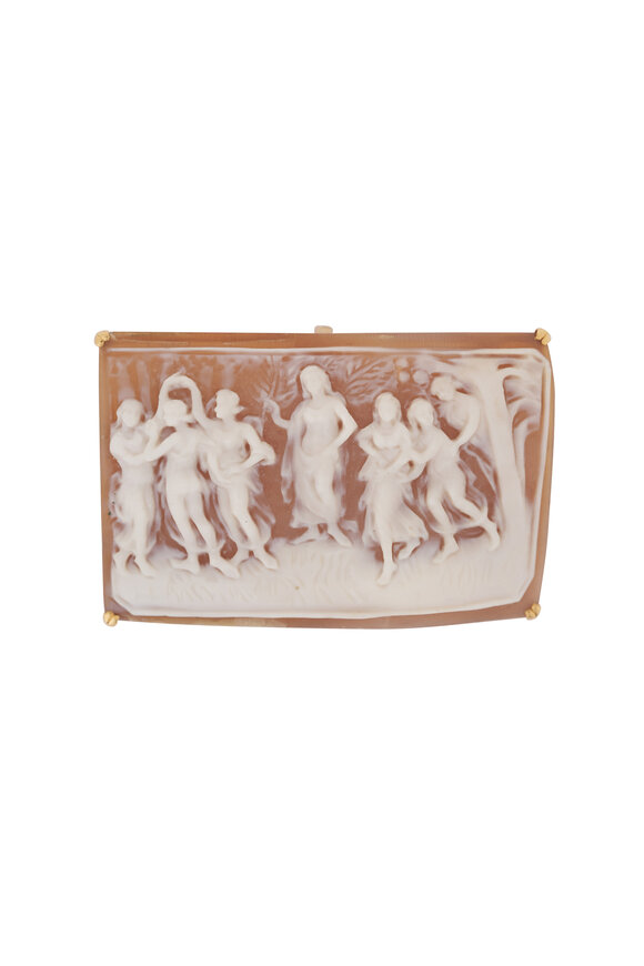 Renee Lewis 18k Yellow Gold Antique Carved Shell Cameo Pin