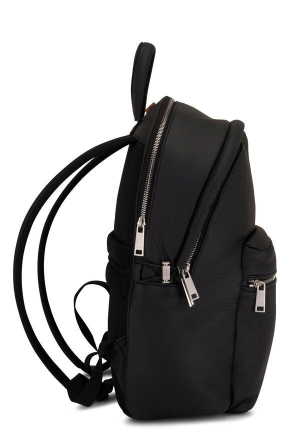 Zegna - Black Leather Deerskin Backpack