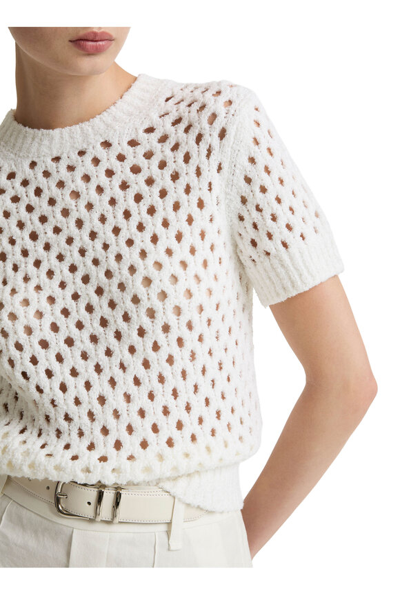 Vince Off White Honeycomb Knit Boxy T-Shirt - view 4