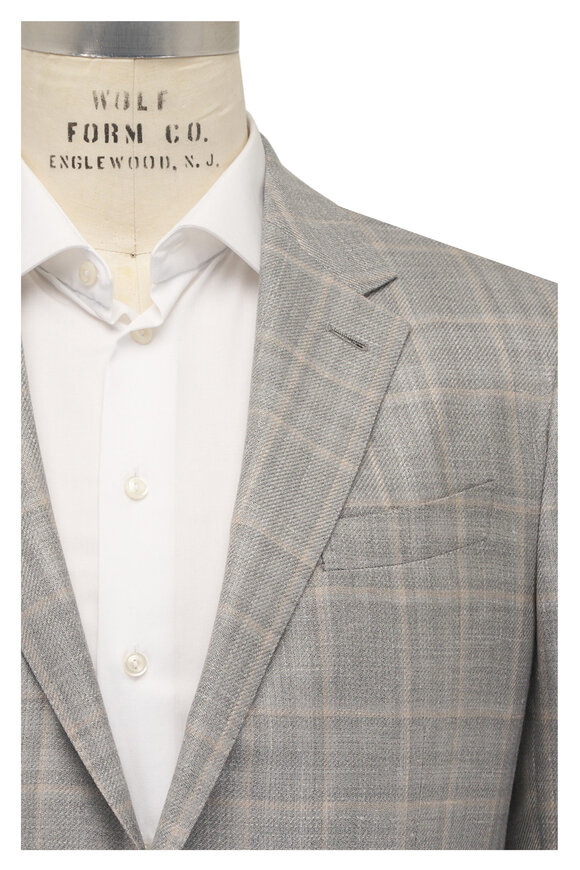 Zegna Gray & Light Beige Plaid Sportcoat