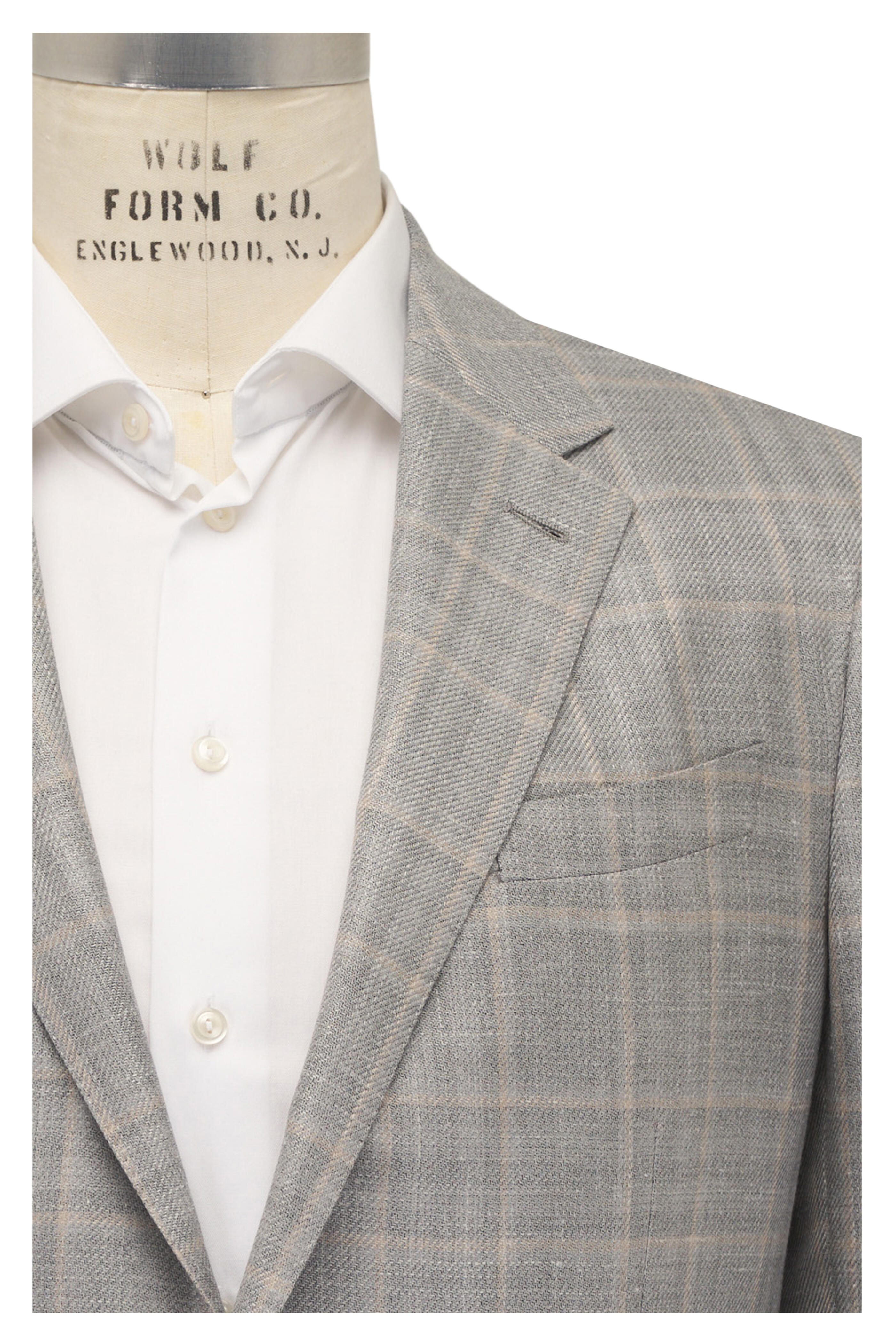 Zegna - Gray & Light Beige Plaid Sportcoat