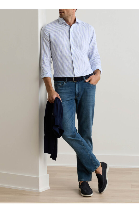 Peter Millar Medium Blue Vintage Washed Five Pocket Jean - view 2