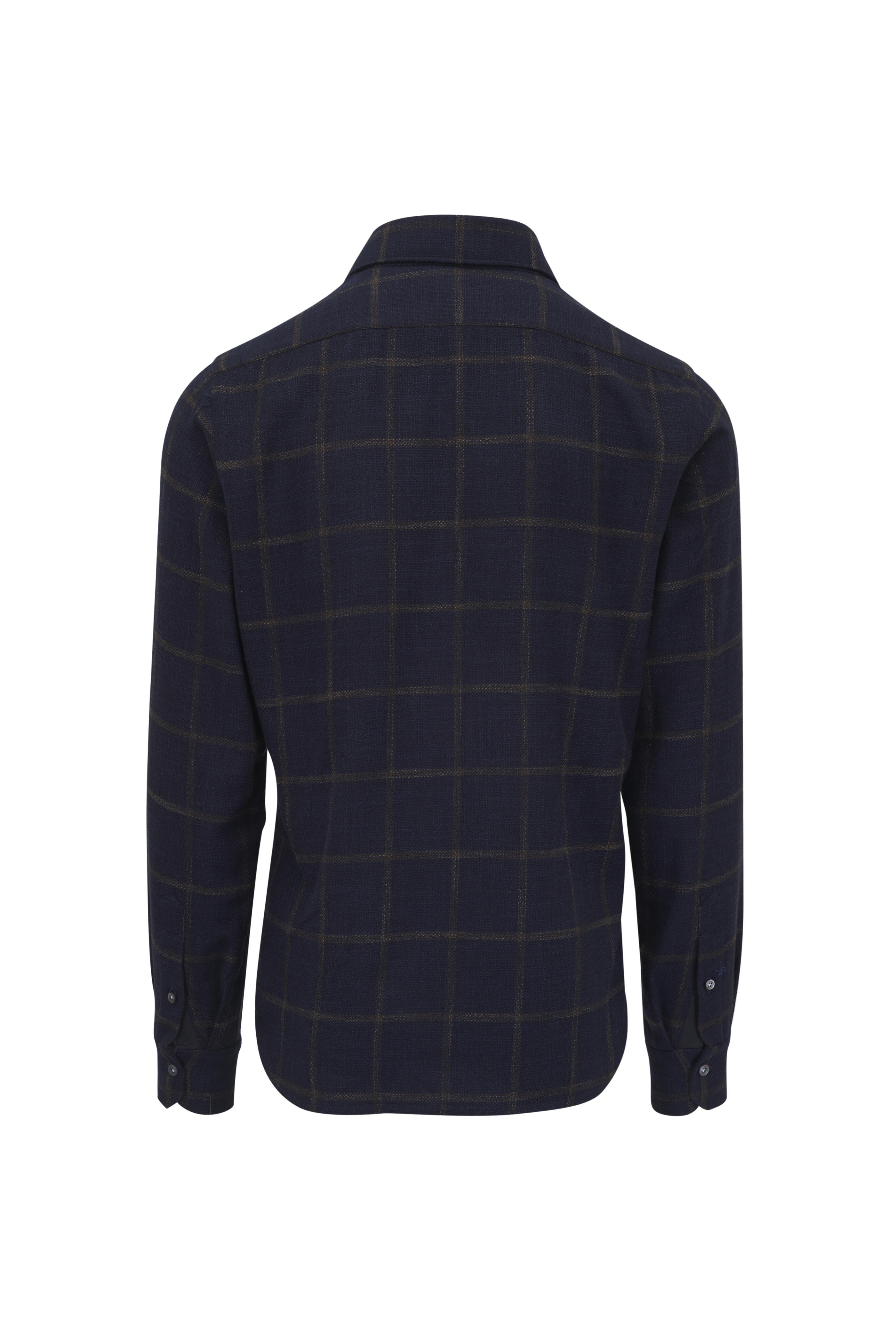 Kiton - Navy & Brown Plaid Overshirt