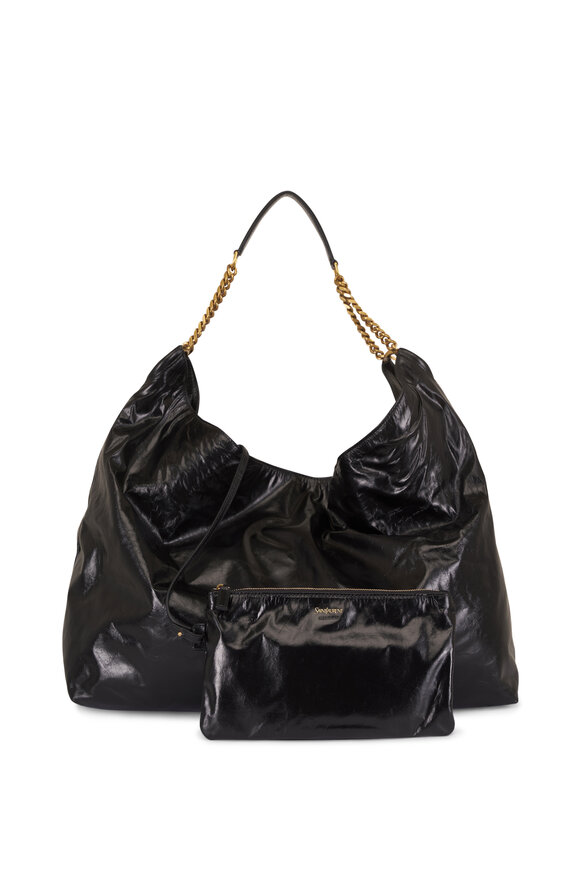 Saint Laurent Cassandre Black Leather Hobo Bag - view 6