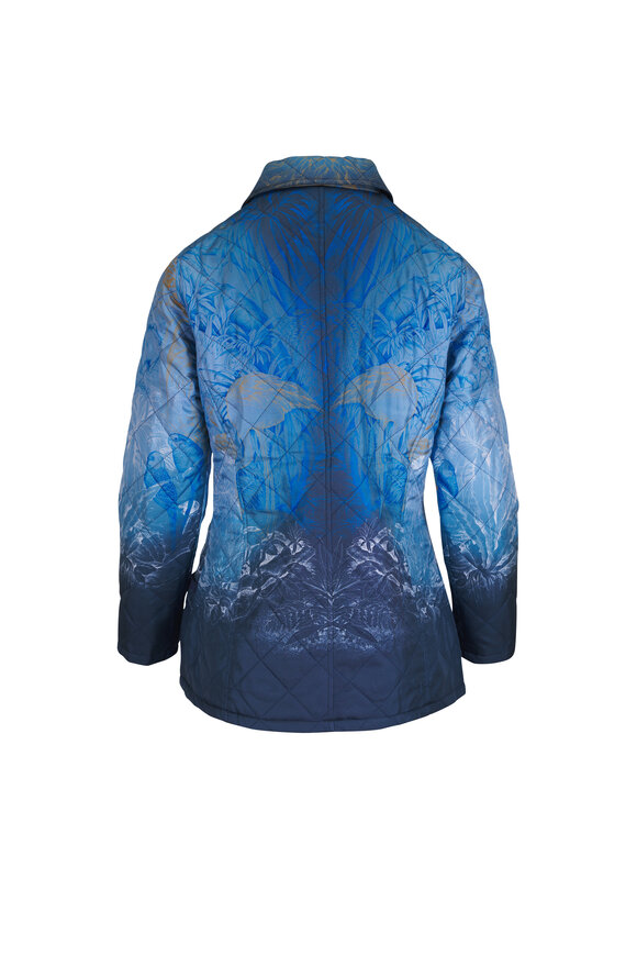 Rani Arabella Blue Safari Print Silk Quilted Jacket - view 2
