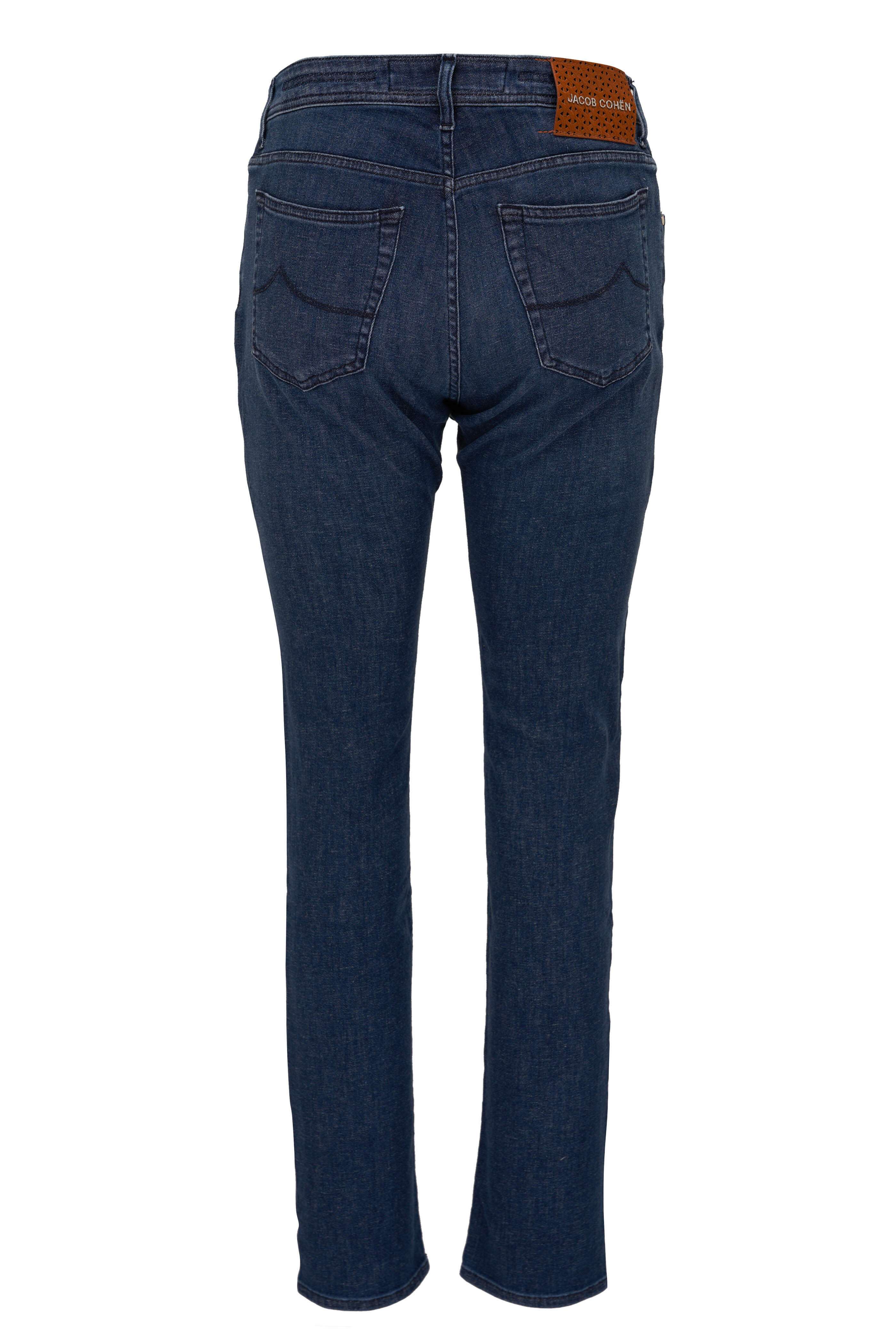 Jacob Cohen - Medium Blue Cotton & Linen Five Pocket Pant