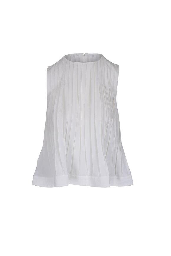 Vince Off White Pleated A-Line Top