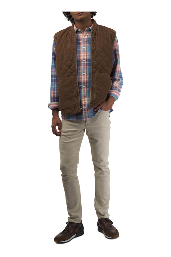 Faherty Brand - Reversible Corduroy Brown Full Zip Vest