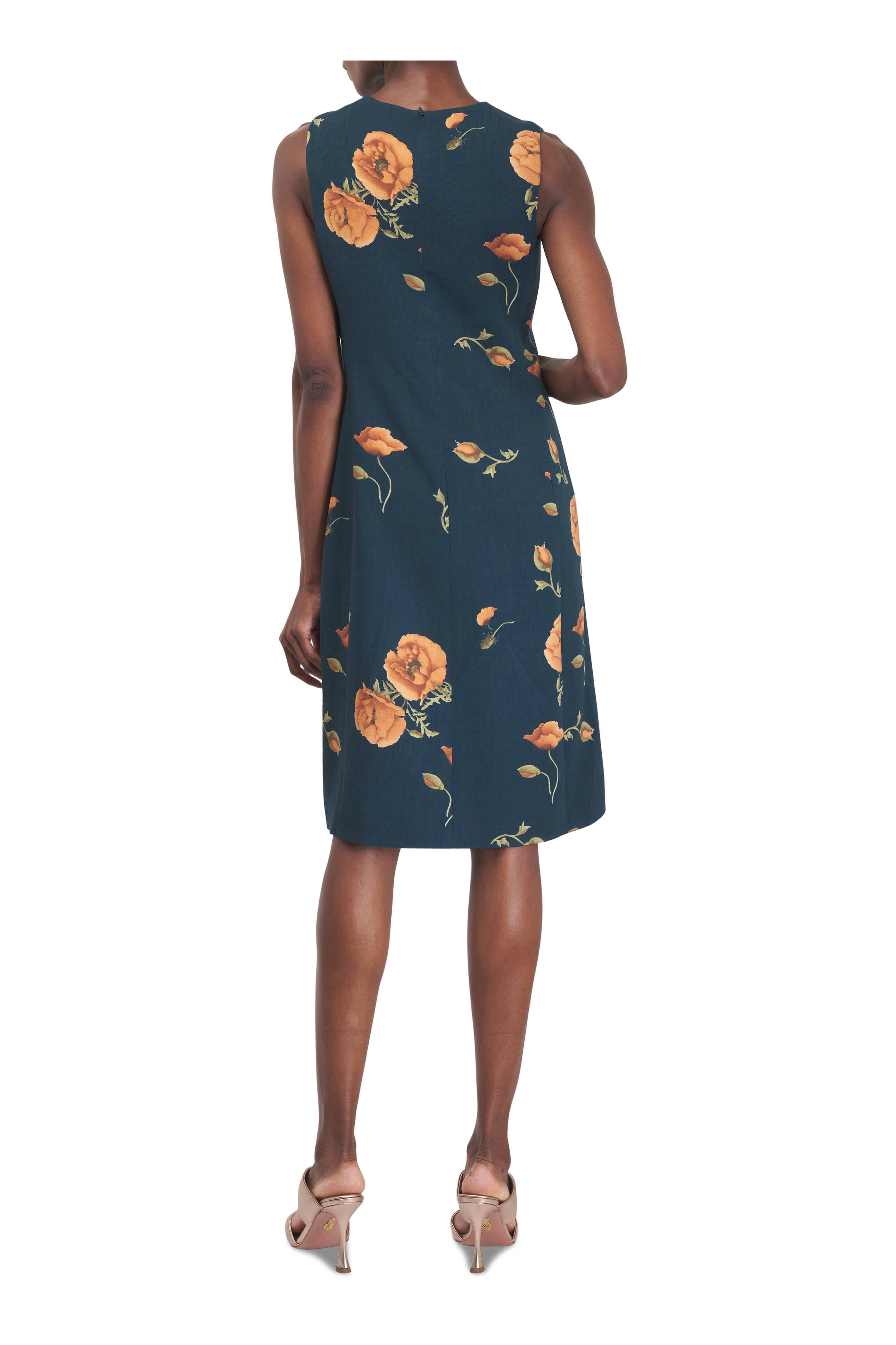Akris - Anemone Green Floral Print Wool Dress