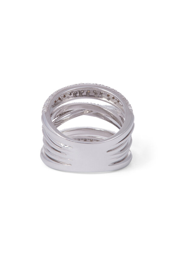 Sidney Garber 18k White Gold Diamond Scribble Ring - view 2