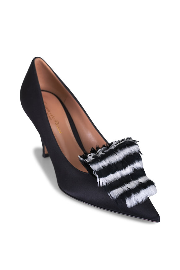 Gianvito Rossi Black & White Crepe Satin Pump, 75mm - view 1