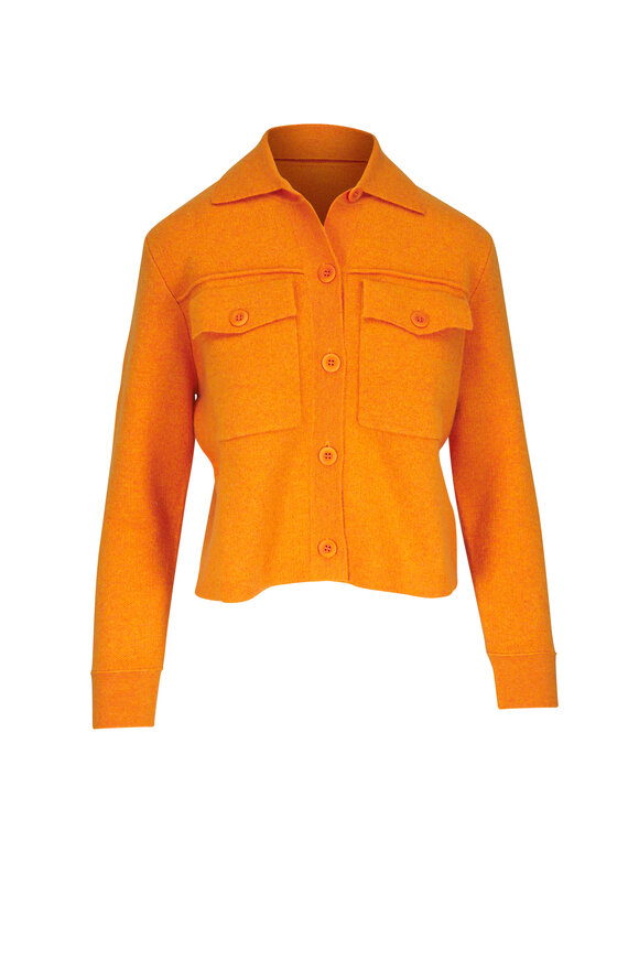 Kinross Orange Double Knit Cashmere Cardigan