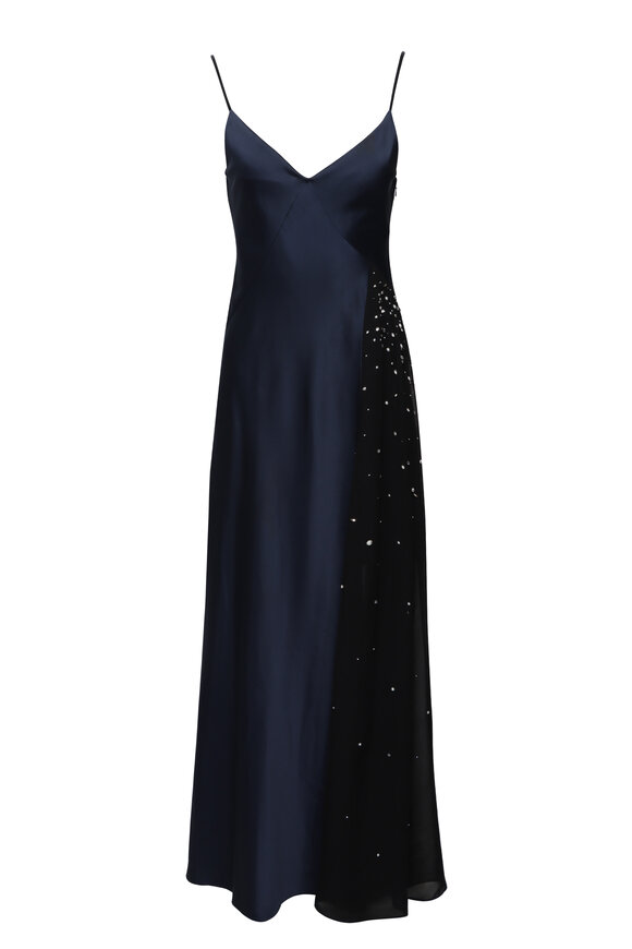 Tanya Taylor Catalina Anthracite & Black Maxi Dress