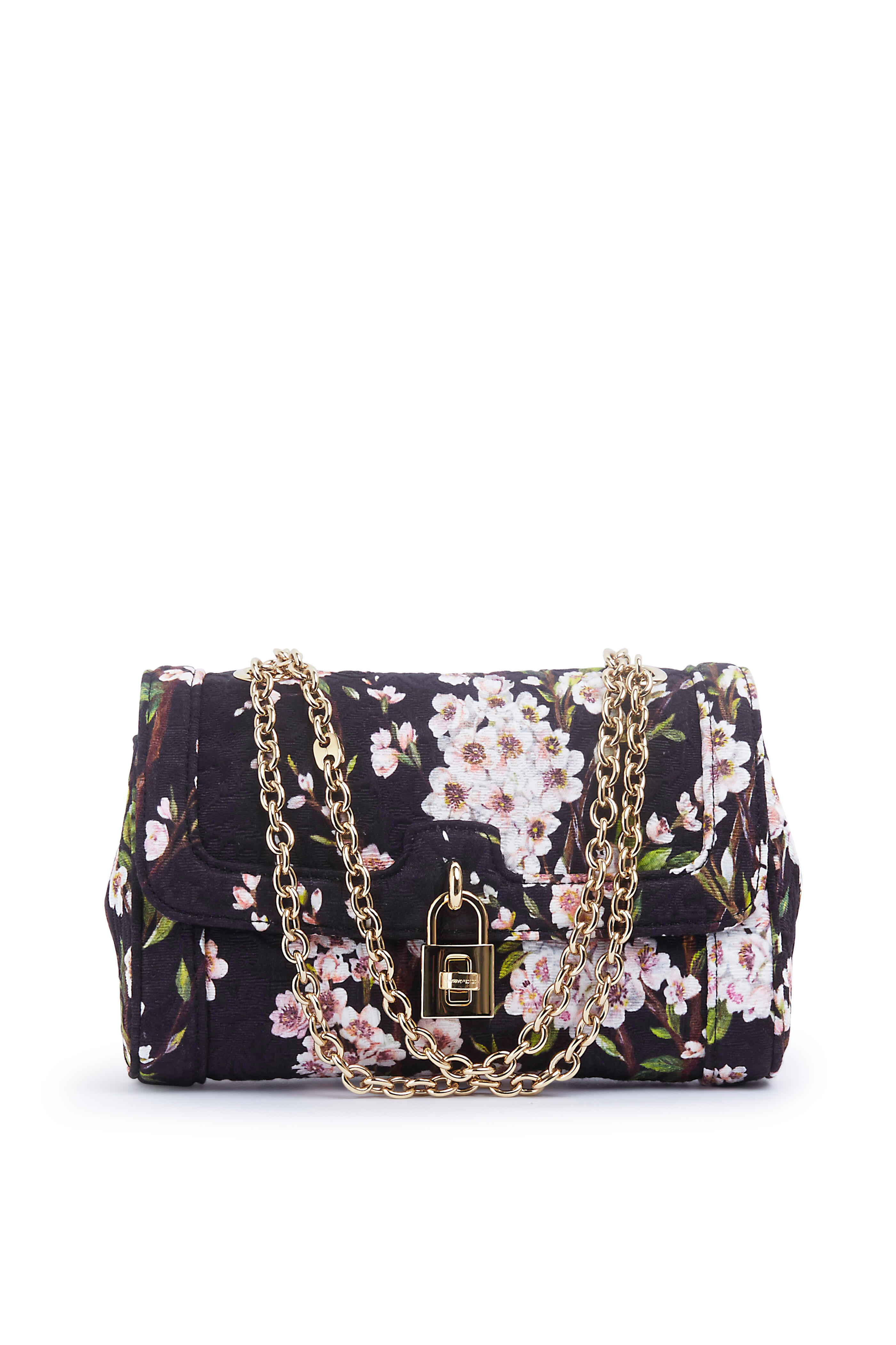Dolce & Gabbana - Black Floral Brocade Fabric Shoulder Bag