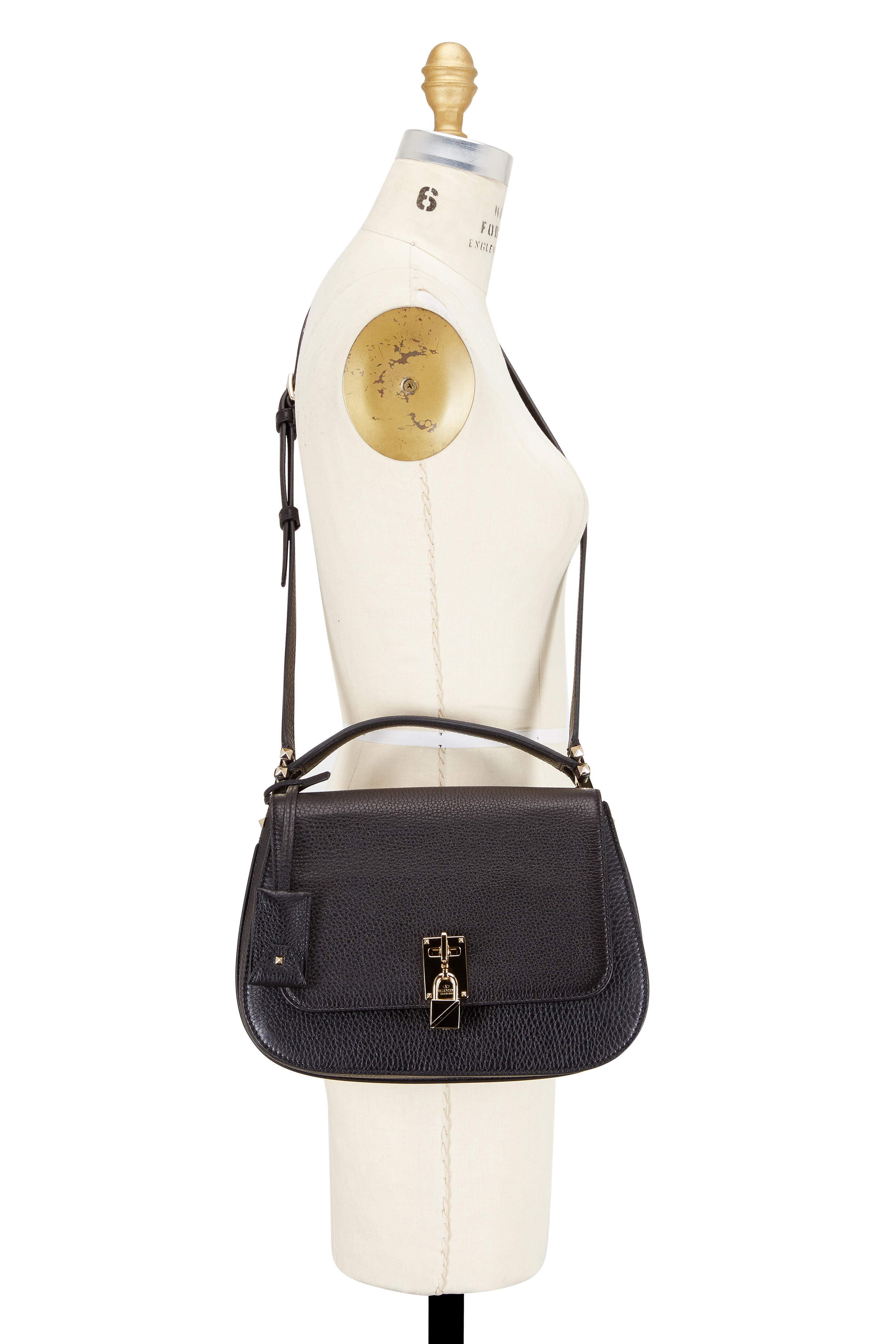 Valentino Garavani - Joylock Pieper Black Leather Saddle Crossbody