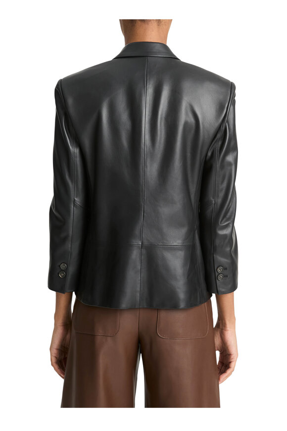 Vince - Black Leather Shrunken Blazer