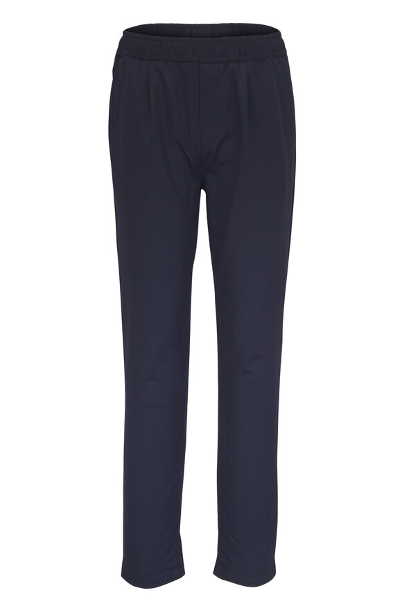 WAHTS Navy Blue Soft Wool Pleated Comfort Chino - view 1