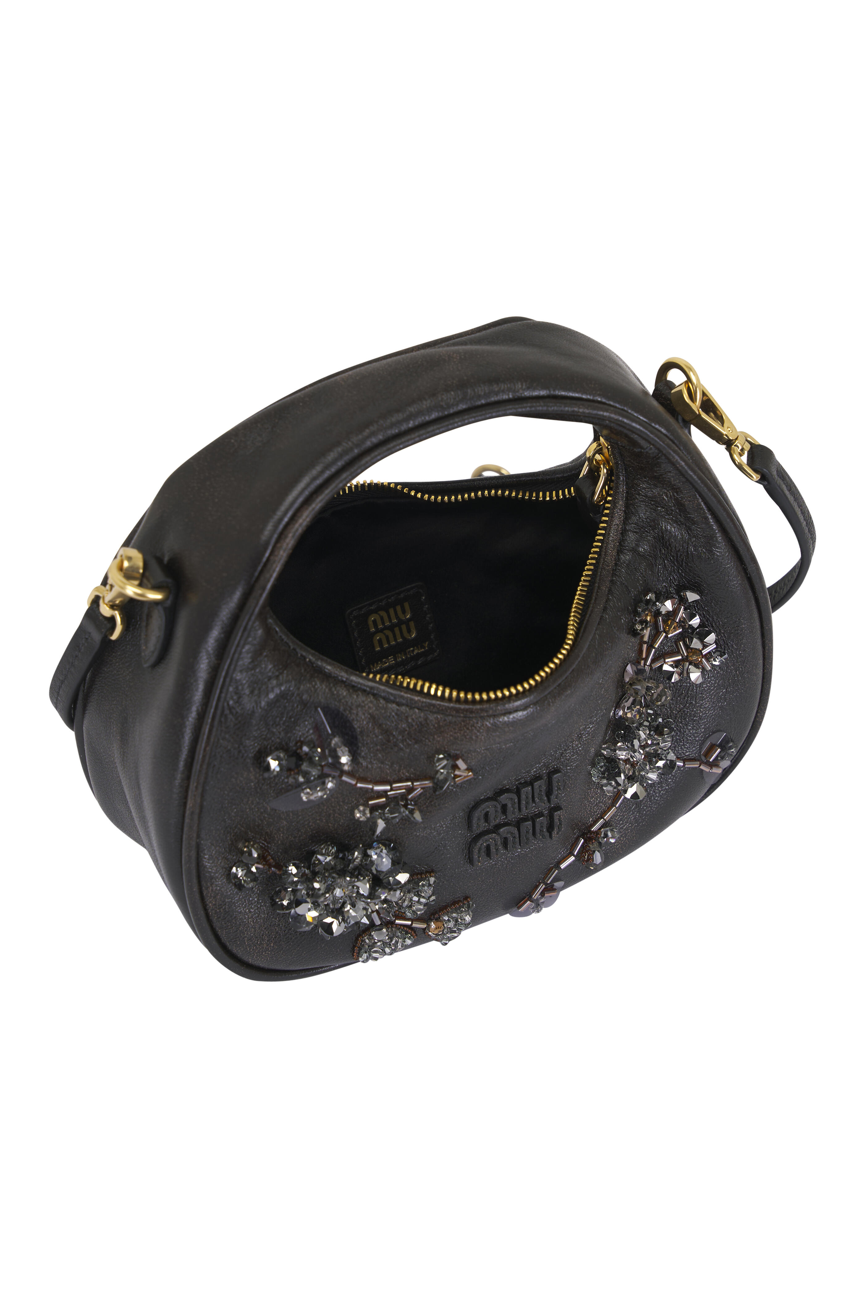 Miu Miu - Mini Wander Coffee Embroidered Leather Bag