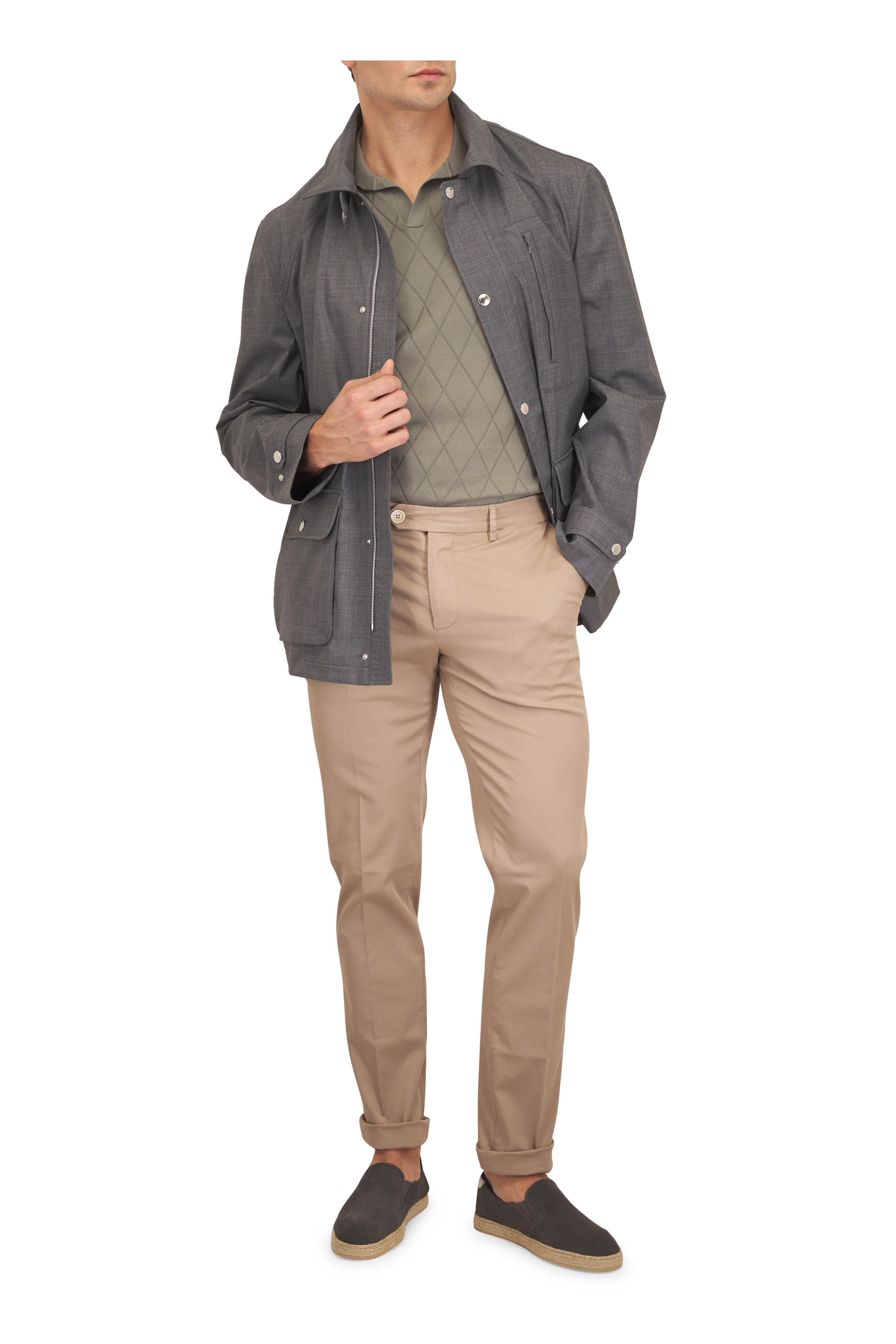 Brunello Cucinelli - Gray Wool Tech Bomber Jacket