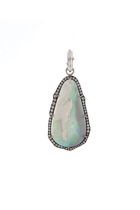 Sylva & Cie Opal & Diamond Oval Pendant