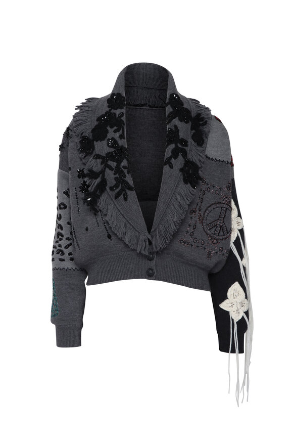 Alanui Midnight in Manhattan Charcoal Grey Cardi Bomber