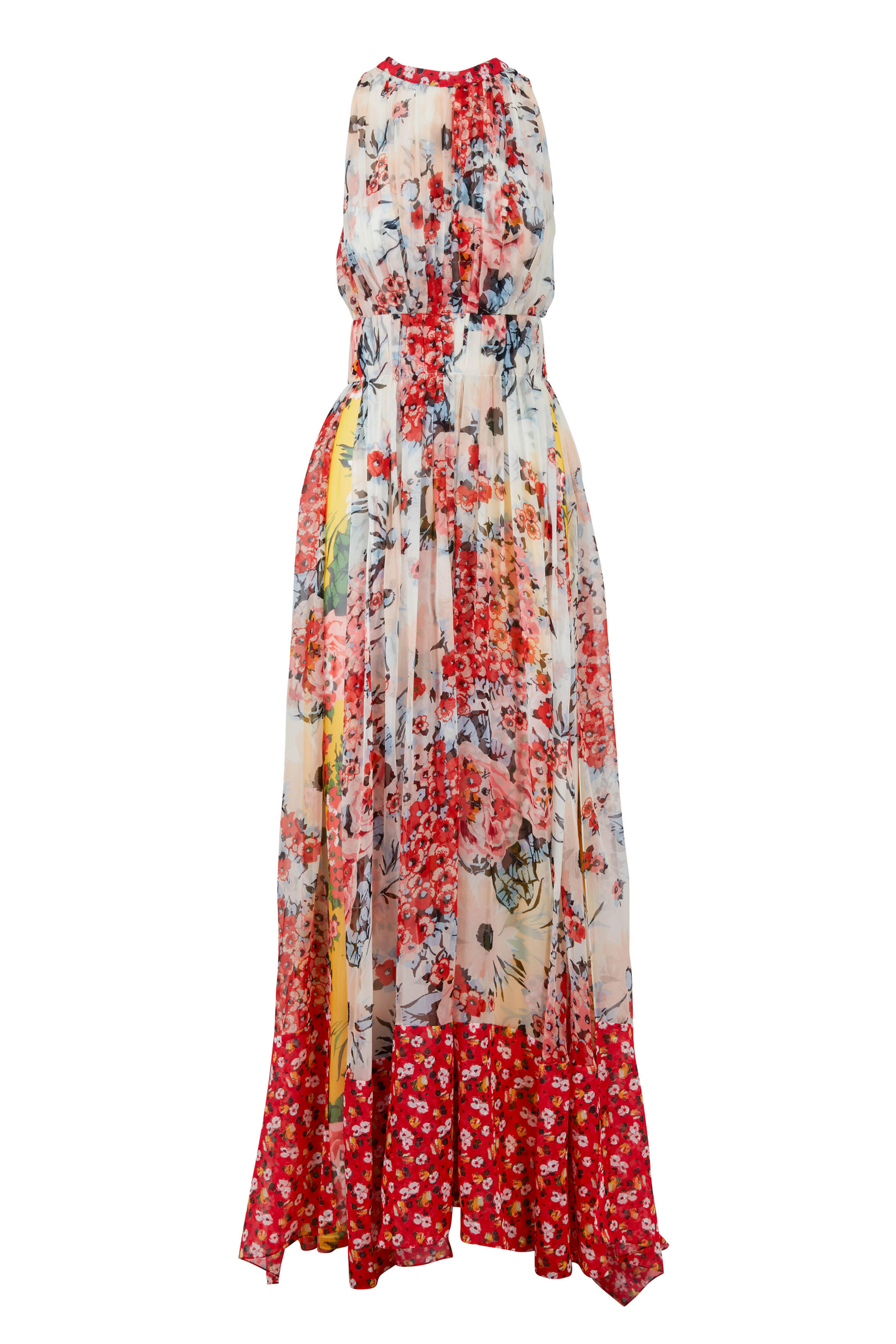 Carolina Herrera - Multicolor Floral Print Chiffon Maxi Dress