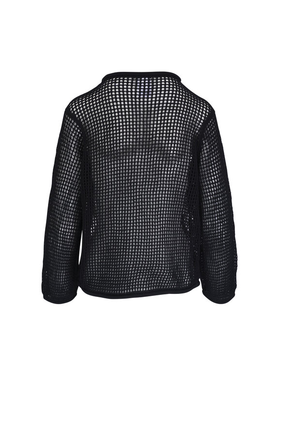 Lafayette 148 New York - Black Organic Cotton Block Mesh Stitch Sweater 