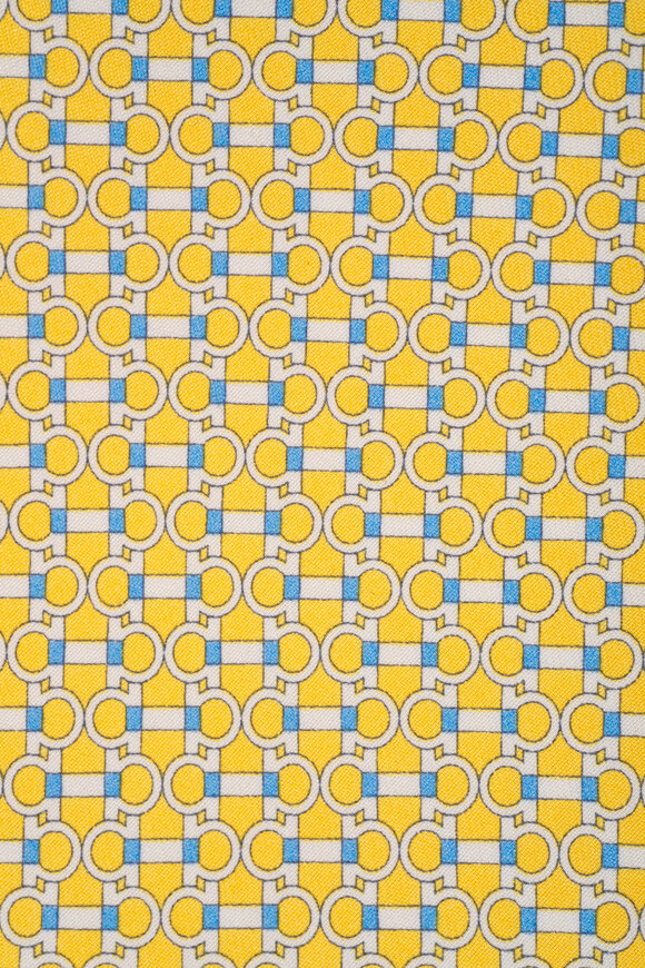 Ferragamo - Yellow Geometric Print Silk Necktie 