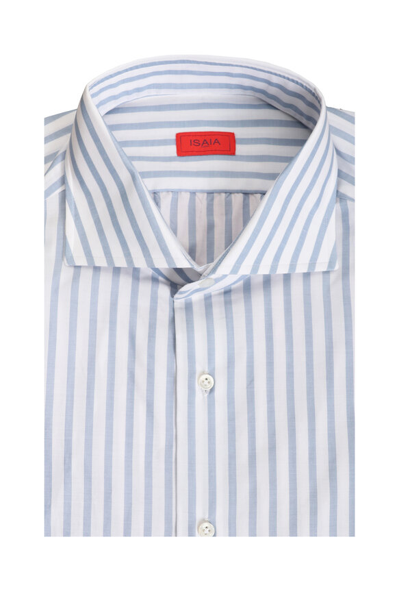 Isaia Faded Blue Stripe Sport Shirt - view 1