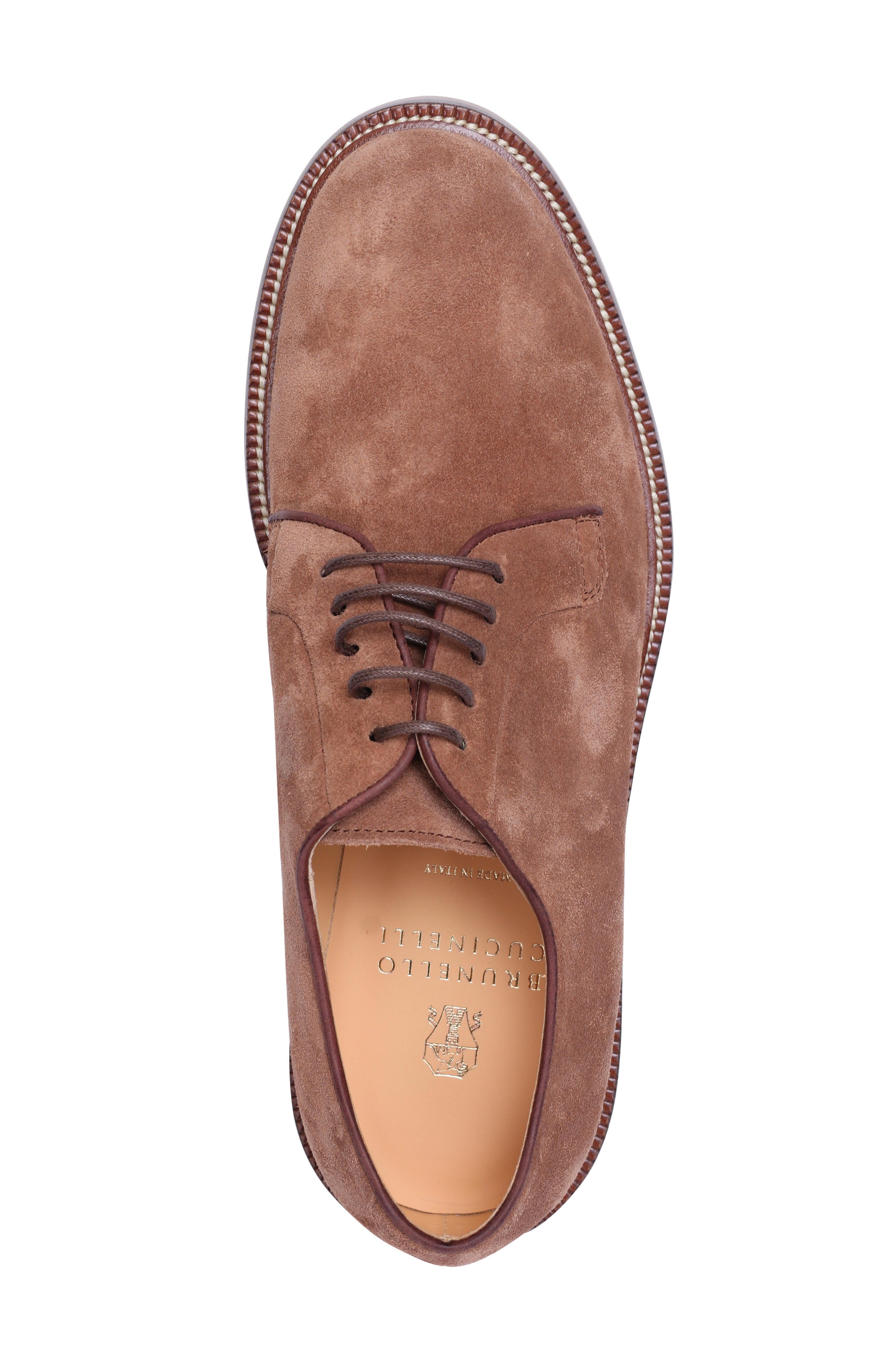 Brunello Cucinelli - Chestnut Suede Derby Lace Up