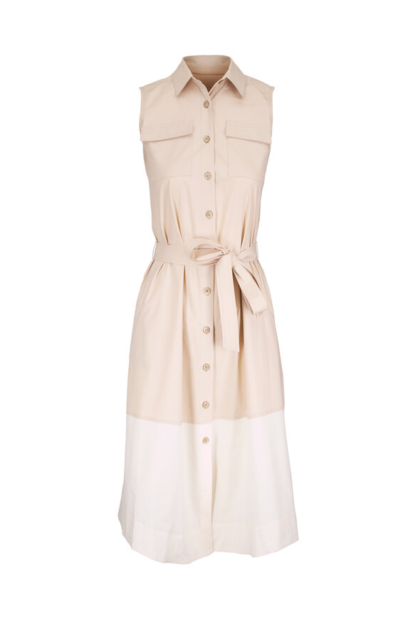 Antonelli Magda Ivory & Khaki Shirt Dress - view 1