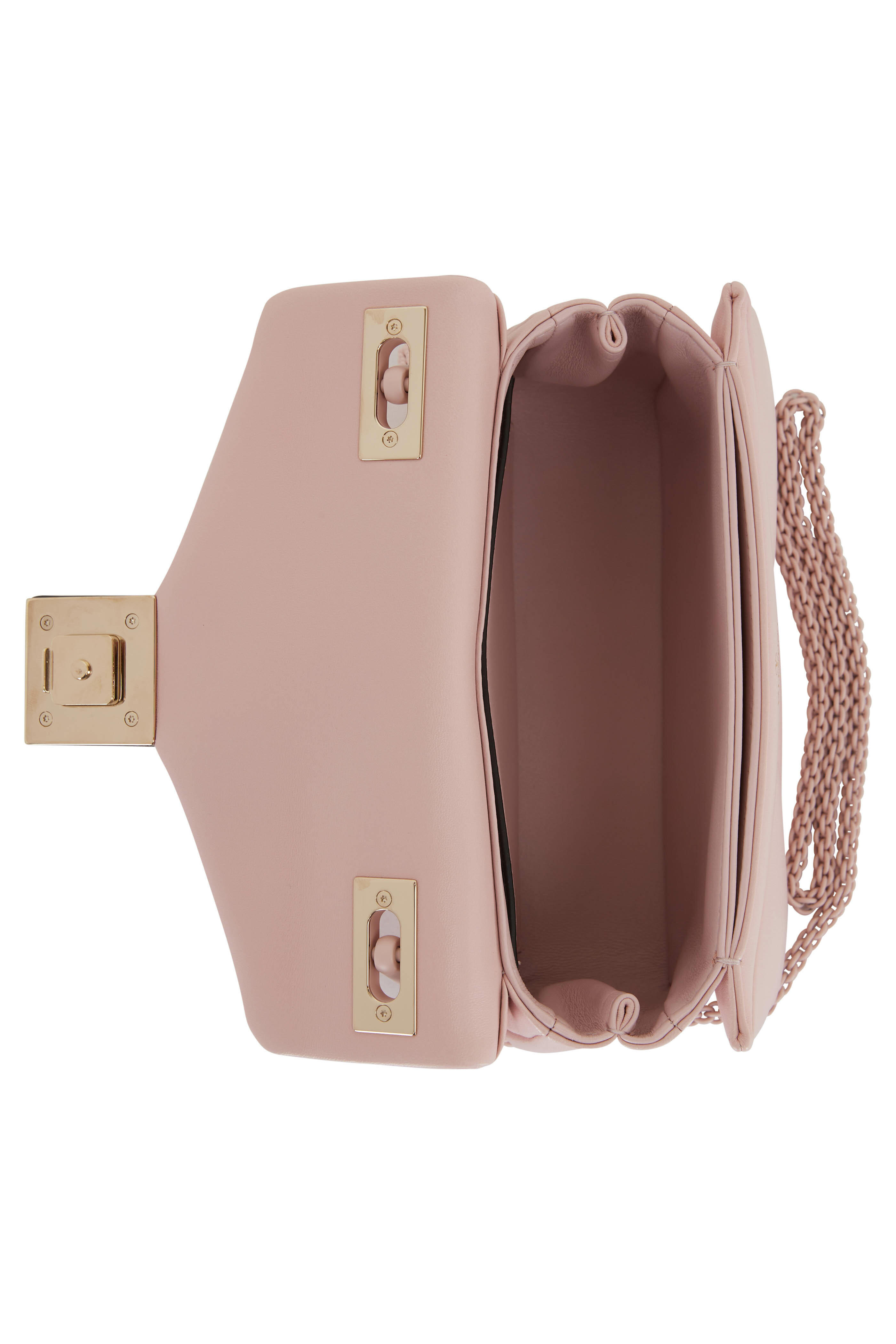 Valentino One Stud Small Crystal Shoulder Bag Rose Pink
